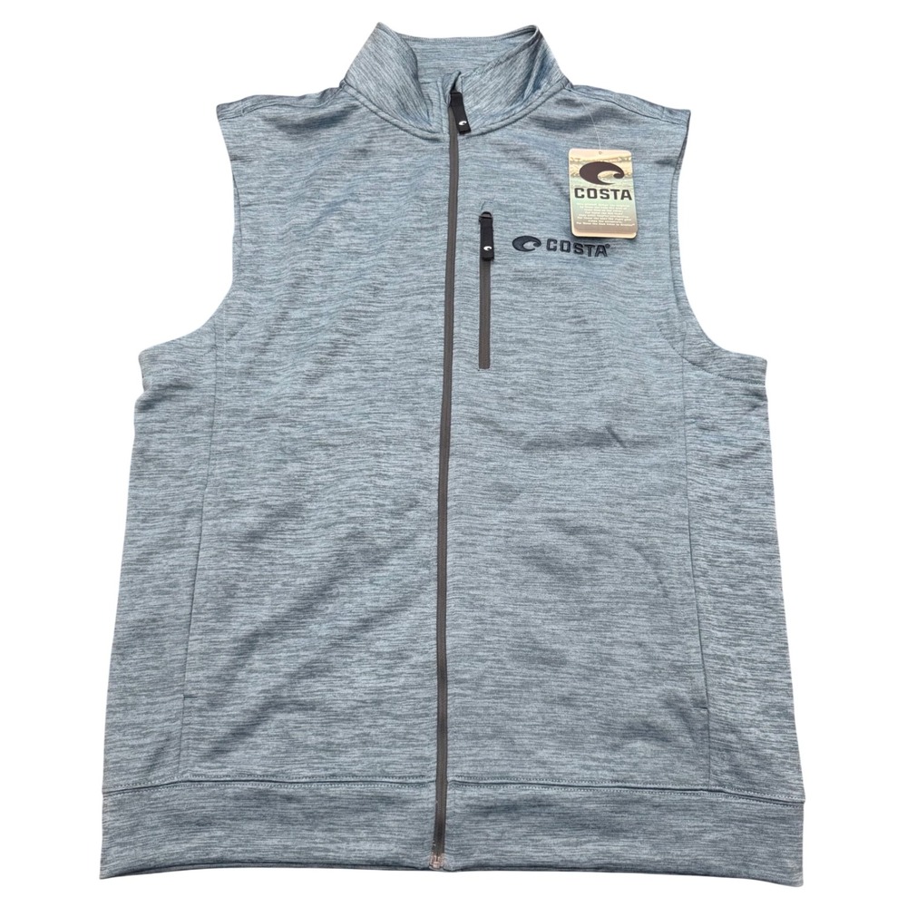 Costa Performance Vest Mens Medium Blue‎ Heathered Full Zip Fishing Outdoor NWT